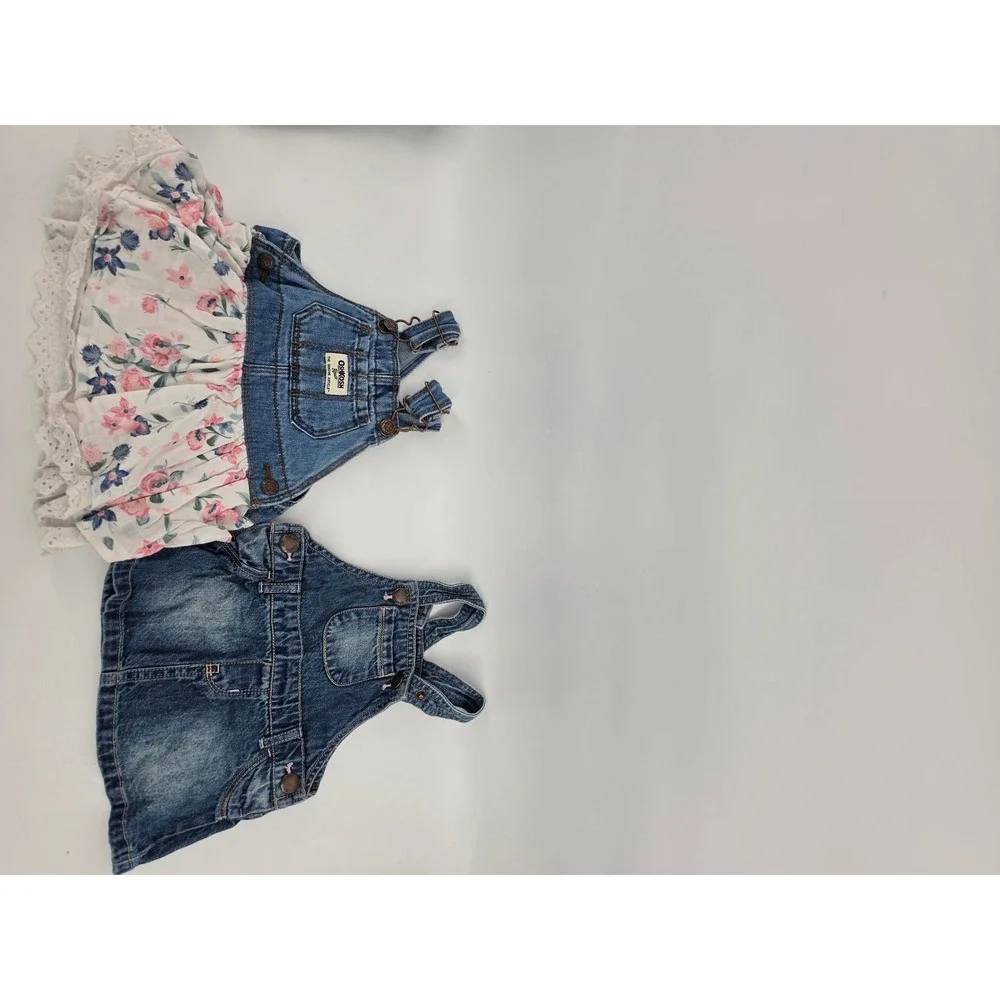 Baby Girl Denim Lot Gap Jacket Jeans OshKosh Overall Dress 4 Pieces 6-12 Months